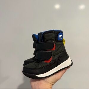Sorel Kids Black and Red Snow Boots